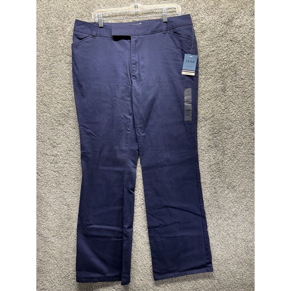 IZOD STRETCH WOMEN'S SIZE 14 BLUE CHINO PANTS POCKETS F'06 Modern English NWT
